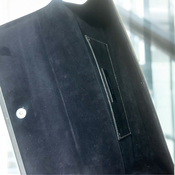 YSL Metallic Silver Flap Clutch - Picture 8 of 9